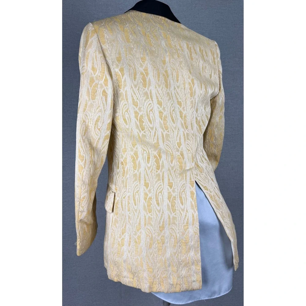 Vintage 50s‎ Delton Dinner Jacket Gold Jacquard Tuxedo Blazer Peak Lapel 38L